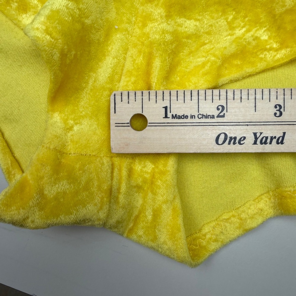 Vintage Yellow Crushed Velvet Romper Sleeveless V-Neck Retro Dopamine Kidcore S - Picture 5 of 9